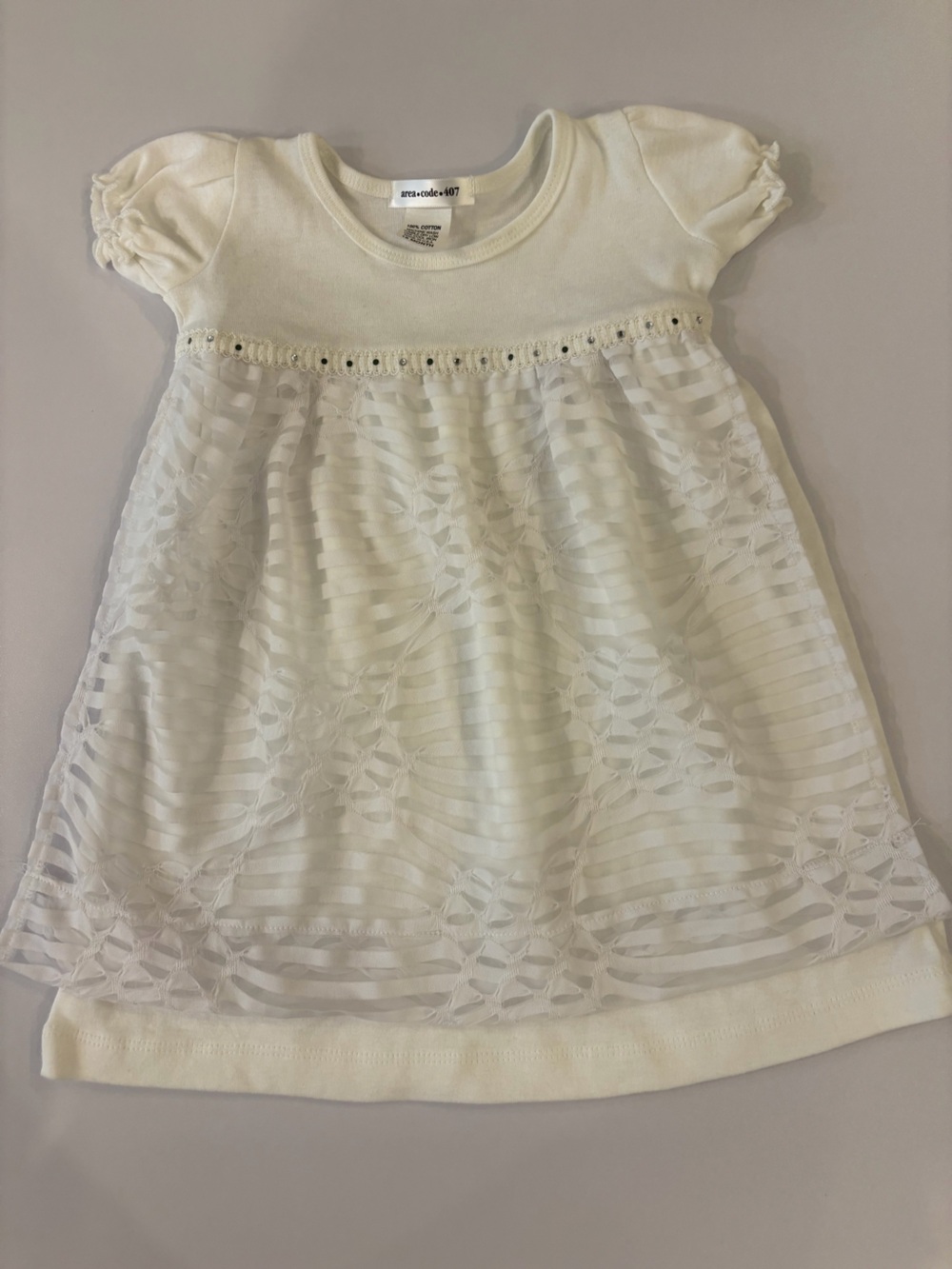White Lace-Overlay Girls' Dress